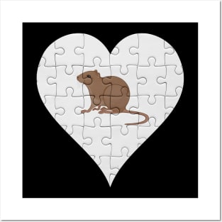 Jigsaw  Vole Heart Design - Wild Animal Vole Posters and Art